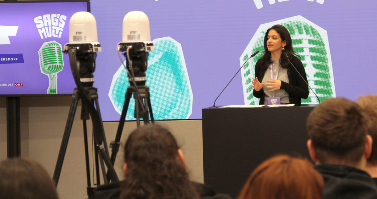 Aya Farhat aus der BAfEP - Bildungsanstalt für ElementarPädagogik Strebersdorf sprach Englisch (und Deutsch sowieso)