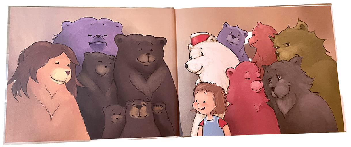 Doppelseite aus dem Bilderbuch "Eisbärs Eissalon"