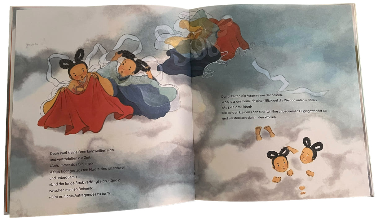 Doppelseite aus dem Bilderbuch "Donnerfee und Blitzfee"