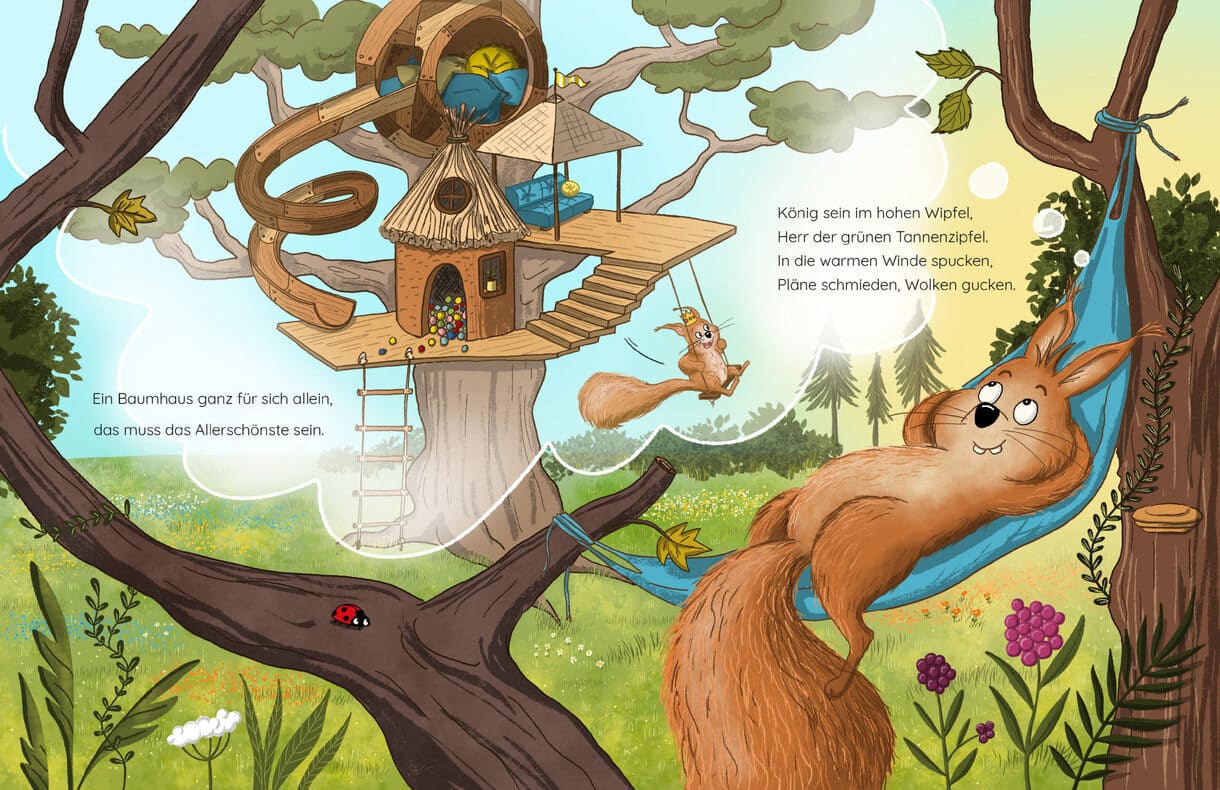 Doppelseite aus dem Bilderbuch "Das EichZörnchen"