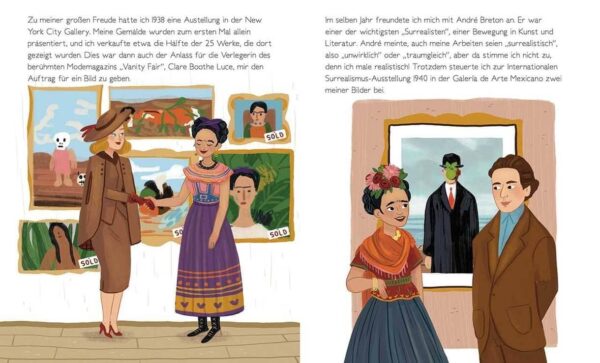 Doppelseite aus dem Buch über Frida Kahlo aus der Reihe "Total genial"