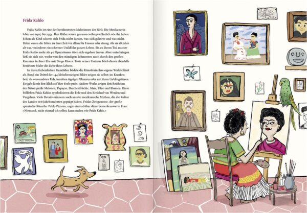 Doppelseite aus dem bebilderten Buch "Frida Kahlo - die Farben einer starken Frau"