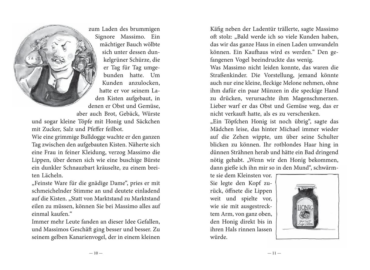 Doppelseite aus dem Buch "Michael Magone und der wirkliche Mut"