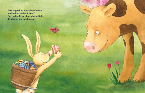 Doppelseite aus dem Bilderbuch "Da drüben sitzt ein Osterhas"