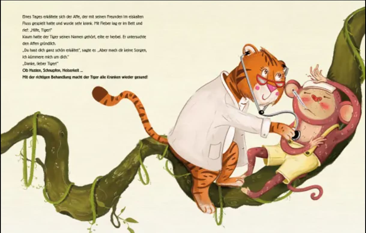 Doppelseite aus dem Bilderbuch "Hilfe, Tiger!"
