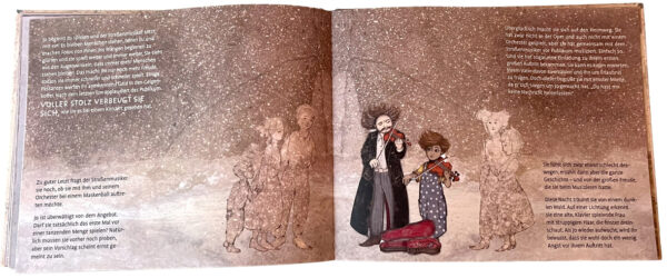 Doppelseite aus dem Bilderbuch "Jo! Als die Träume Walzer lernten"