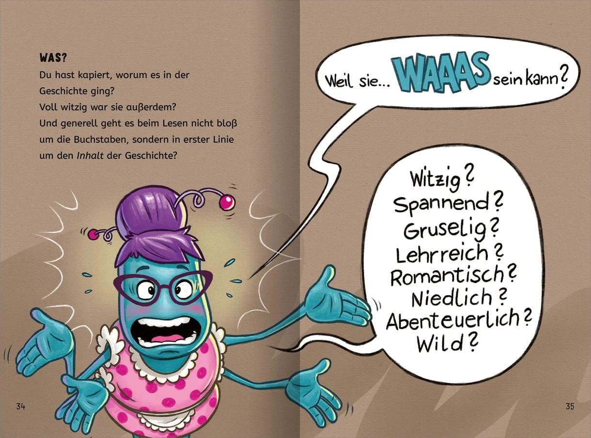 Doppelseite aus Band 1 von "Lesen nervt!"