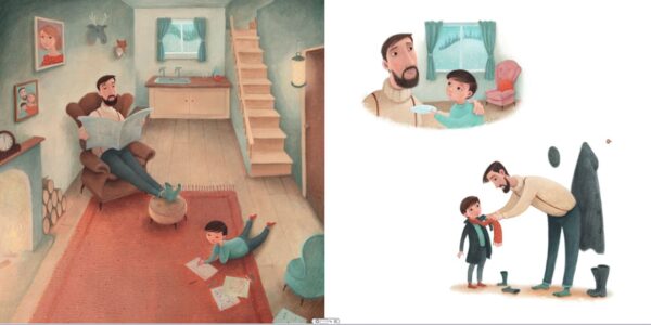 Doppelseite aus dem Bilderbuch "Es war einmal ein Schneesturm"