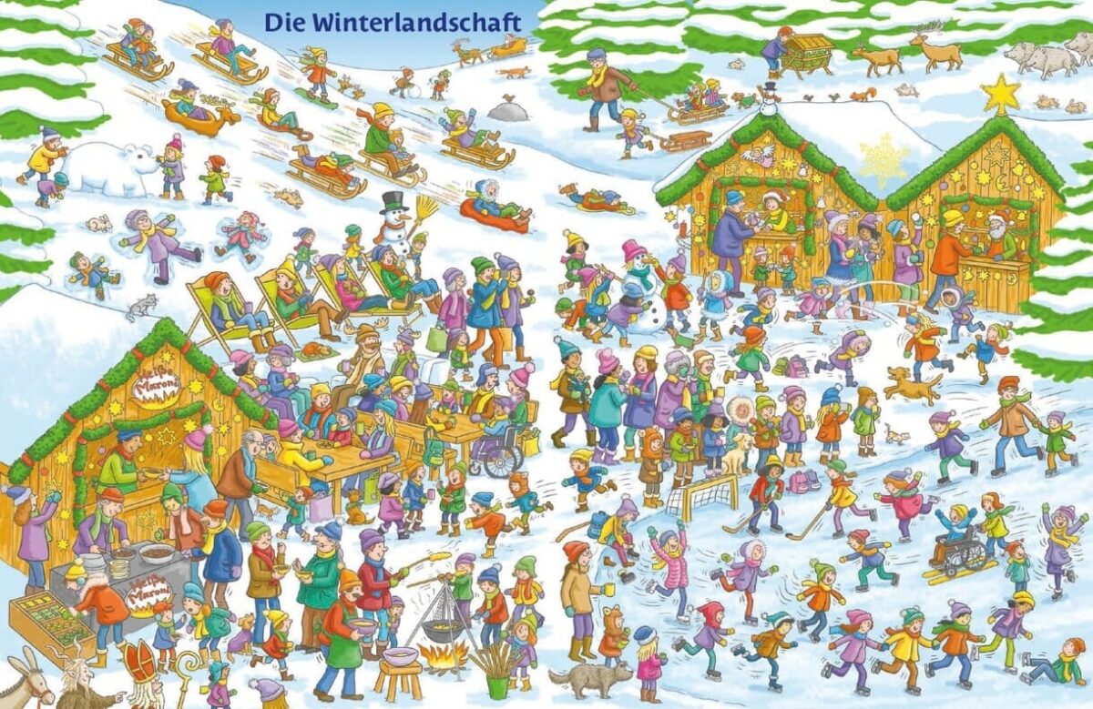 Doppelseite aus "Mein Christkind Wimmelbuch"