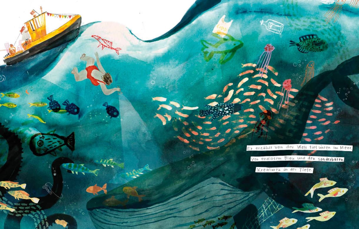 Doppelseite aus dem Bilderbuch "Zuhause auf der Klippe"