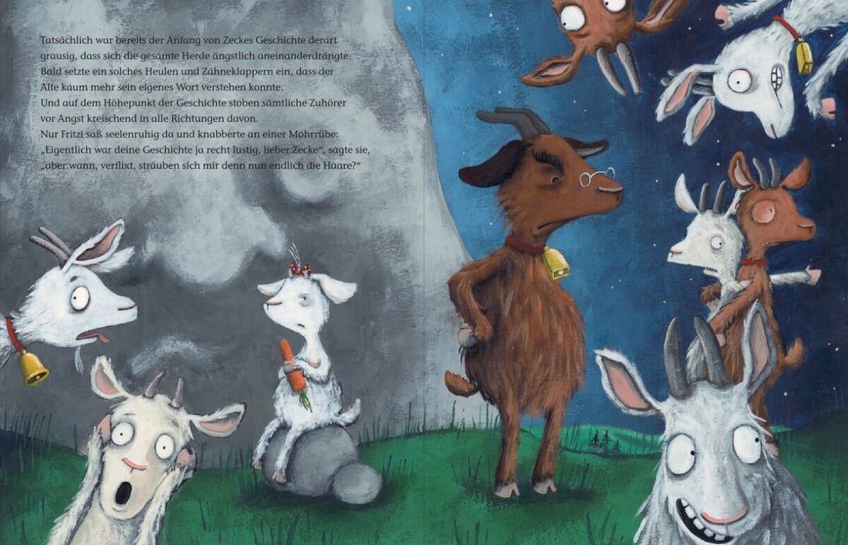 Doppelseite aus dem Bilderbuch "Fritzi Furchtlos - Von einer, die auszog, das Fürchten zu lernen"