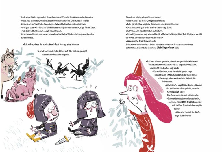 Doppelseite aus dem Bilderbuch "Die Ritter holen Gold"