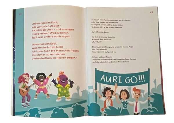 Doppelseite aus dem Büchlein "Auri - Die Show seines Lebens"