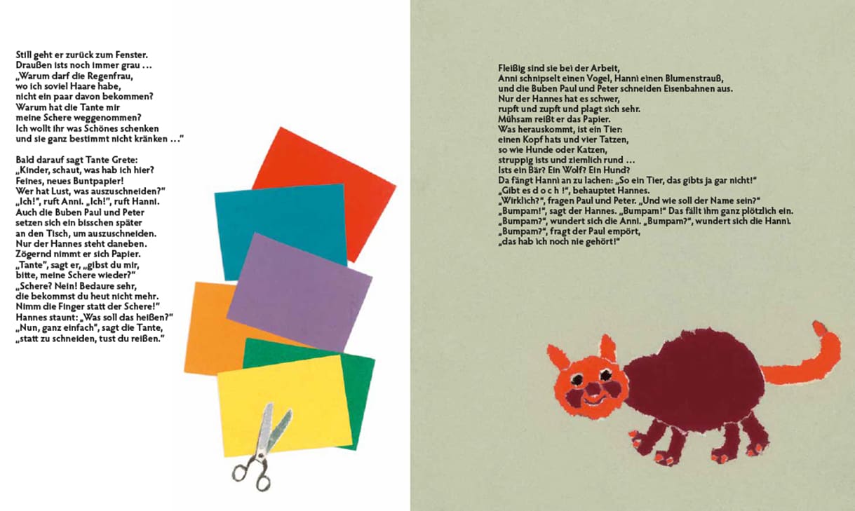 Doppelseite aus dem Bilderbuch "Hannes und sein Bumpam"