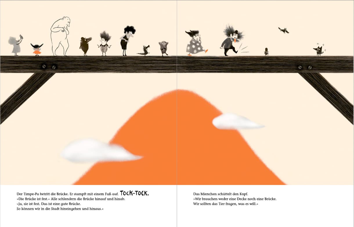 Doppelseite aus dem Bilderbuch "Obacht!"