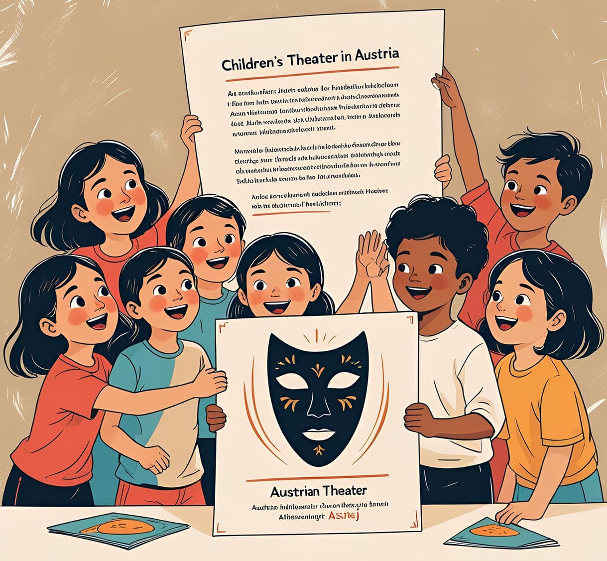 KI-generierte Illustration zu Theater für junges Publikum, Offener Brief der ASSITEJ gegen drohende Budgetkürzungen,