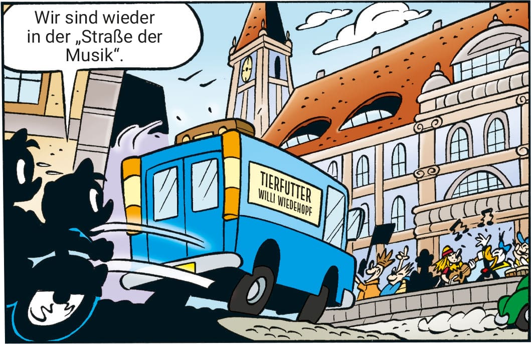 Ausschnitt aus der Titelgeschichte des brandaktuellen Micky-Maus-Magazins zum ESC - Eurovision Songcontest in Wien