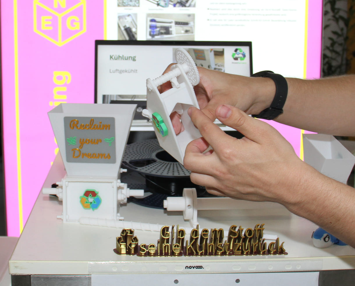 Detail aus dem 3D-gedruckten Modell der Rec<cling-Anlage