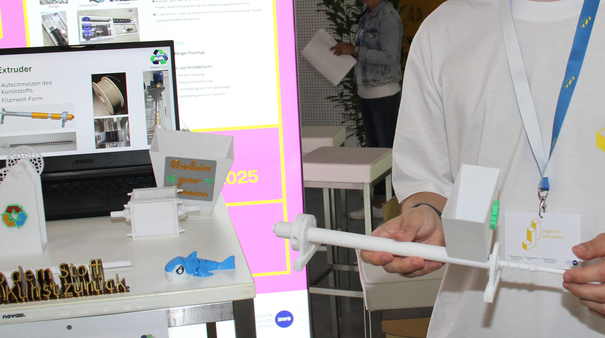 Detail aus dem 3D-gedruckten Modell der Rec<cling-Anlage