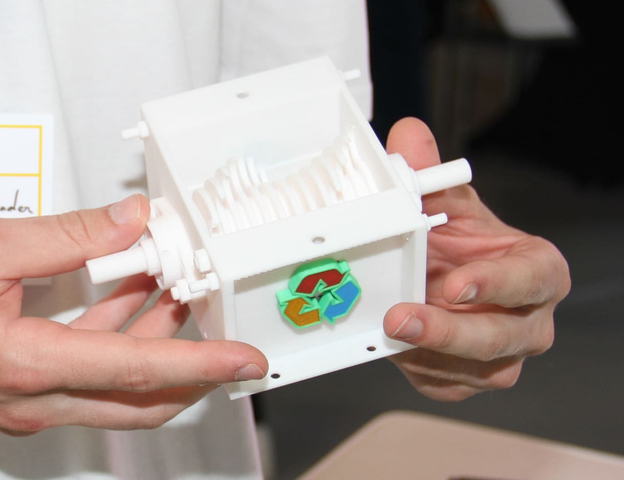 Detail aus dem 3D-gedruckten Modell der Rec<cling-Anlage