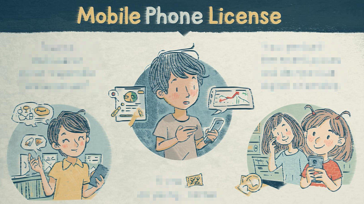 Mit KI (Canva.com) erstelltes Bild, in dem Fall eine grafische Lösung zum Prompt: Test zur sicheren Nutzung von Smartphones durch Kinder und Jugendliche; 