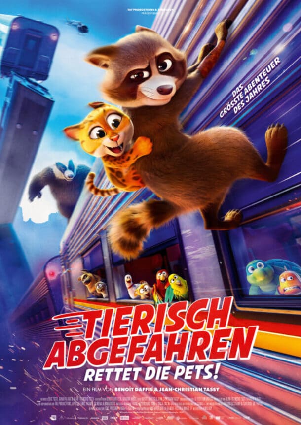 Plakat zum Kinofilm Szenenbild aus dem Kinofilm „Tierisch abgefahren – Rettet die Pets!“