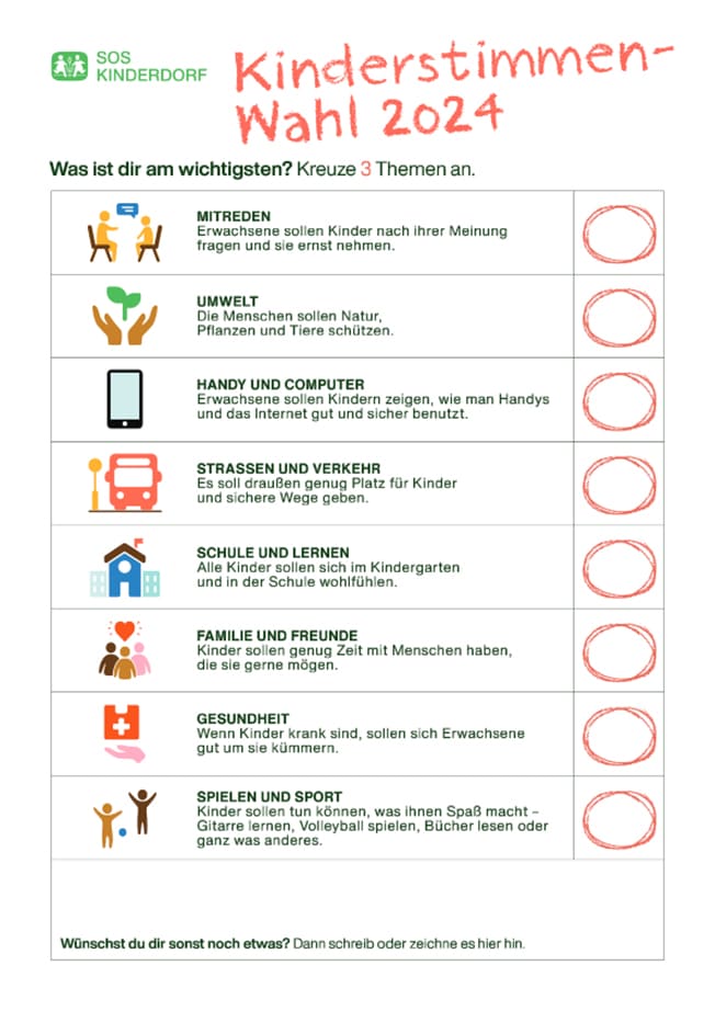 SOS-Kinderstimmzettel