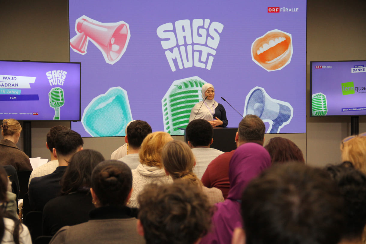 Wajd Badran vom TGM, Schule der Technik sprach Arabisch - und selbstverständlich Deutsch