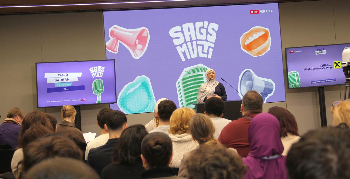 Wajd Badran vom TGM, Schule der Technik sprach Arabisch - und selbstverständlich Deutsch