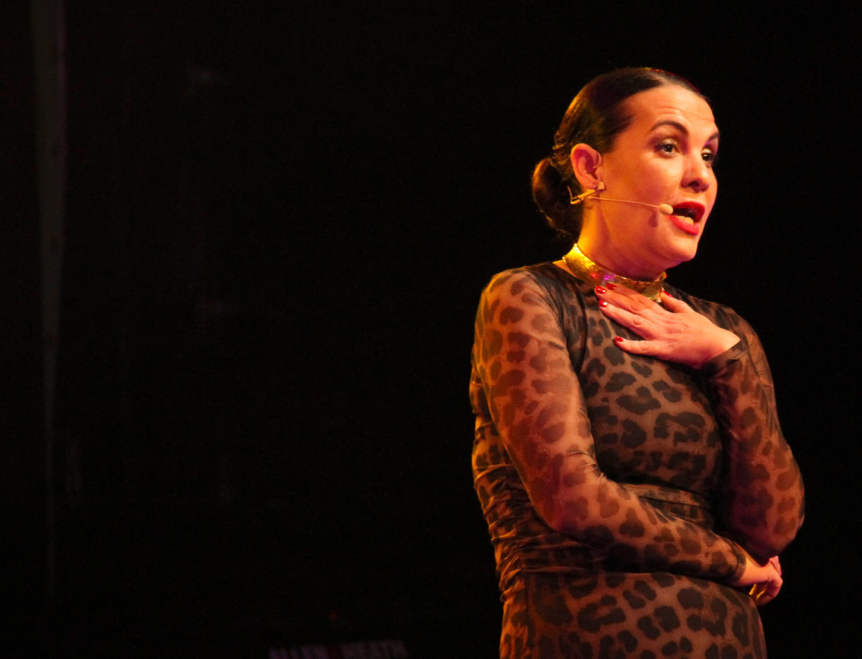 Auftritt der Kabarettistin Aida Loos beim Schul-Charity 