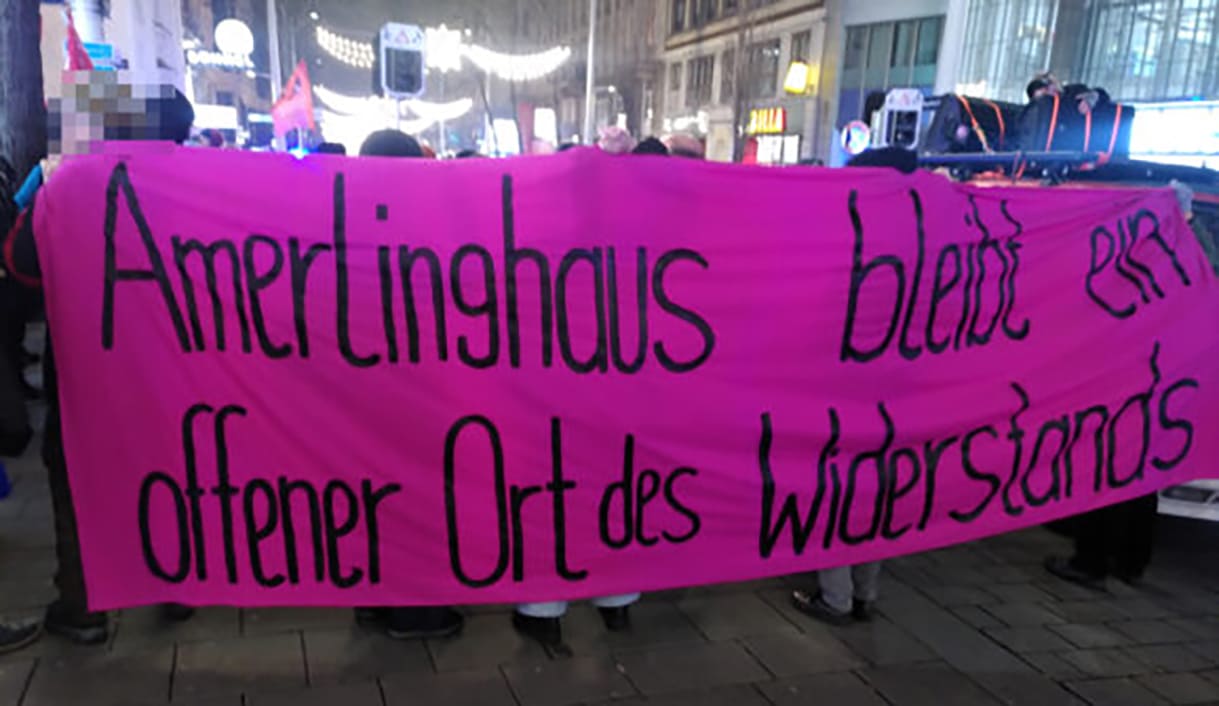 Screenshot aus einem Video über die Demo für den Erhalt des Amerlinghauses