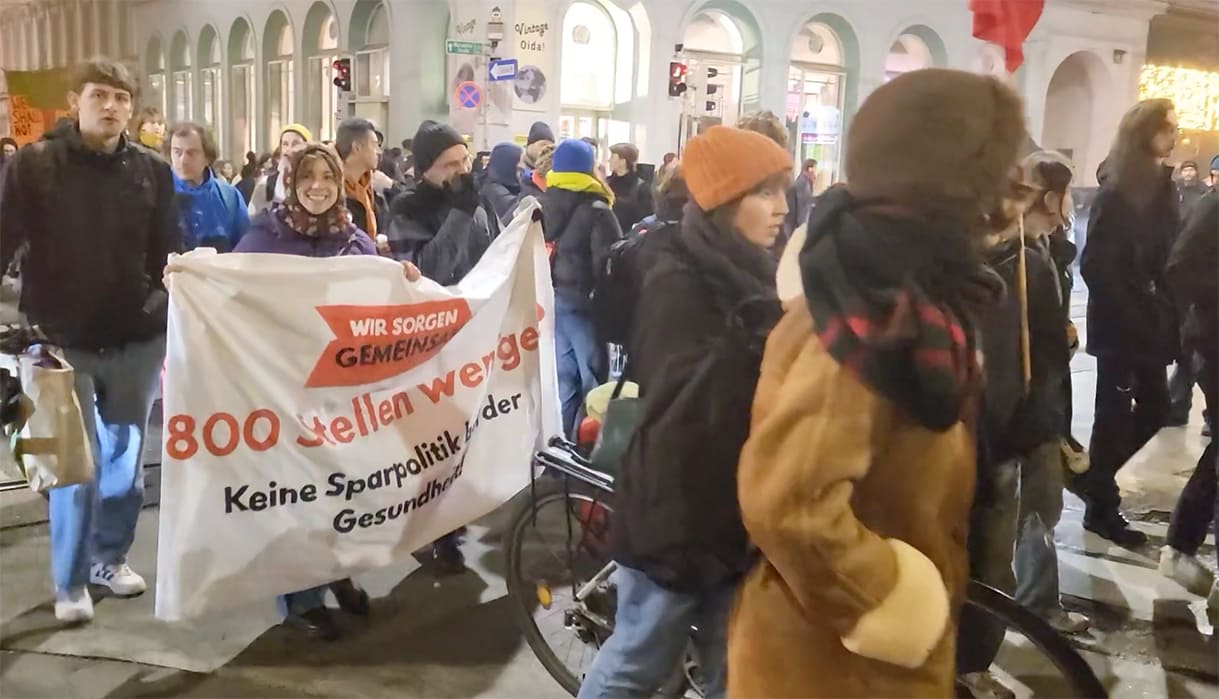 Screenshot aus einem Video über die Demo für den Erhalt des Amerlinghauses