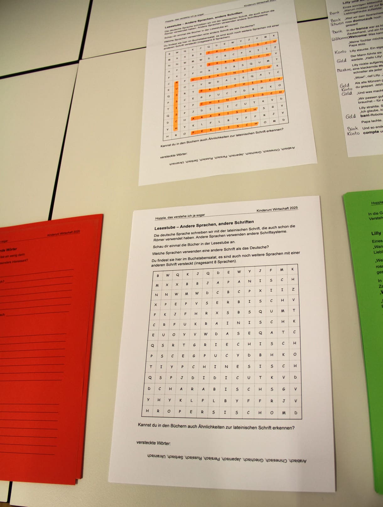 Arbeitsblätter für den Sprachen-Workshop