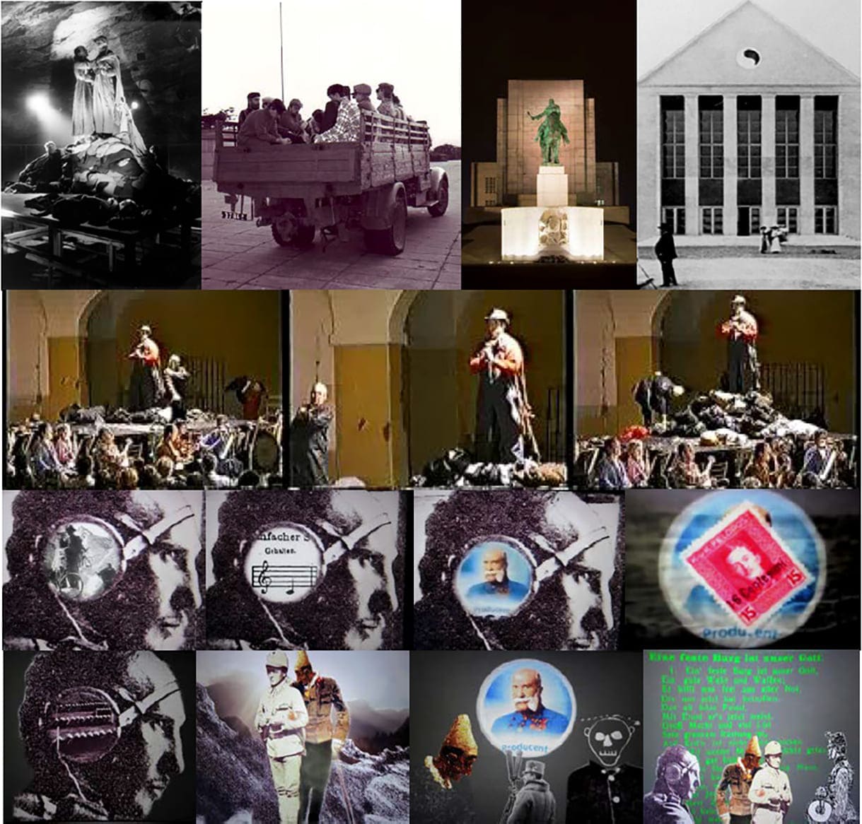 Bildmontage aus Fotos rund um die Erstaufführung 1995