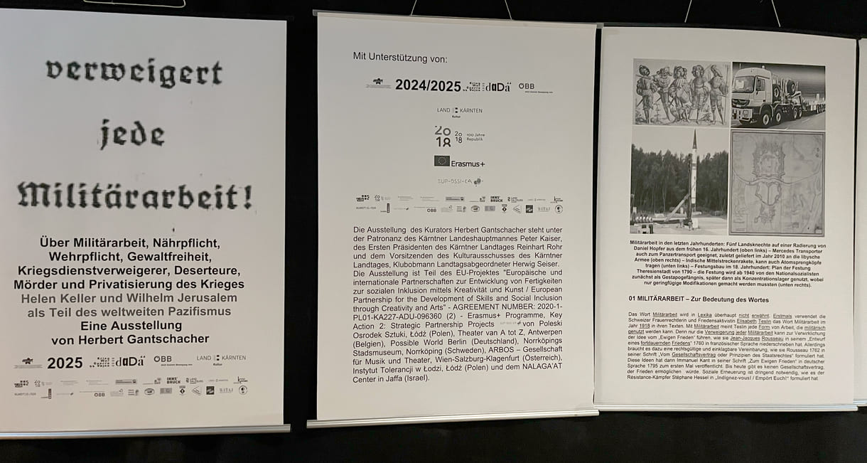 Thematische Text- und Foto-Plakate gegen Krieg - rechercheirt und gestaltet vom 