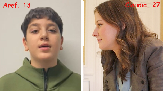 Aref, 13, und Claudia, 17 - Frage und Antwort im Video