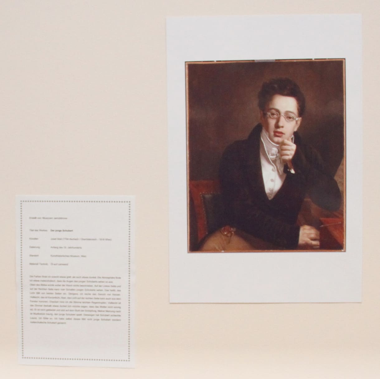 Aus der Aussstellung der Studierenden: Über den Komponisten Franz Schubert