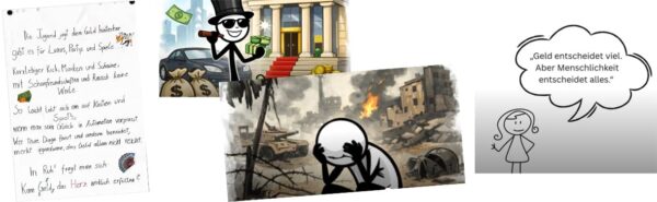 Bildmontage aus Gedichtzeilen und Screenshot aus einem der Videos des Projekts Kardea