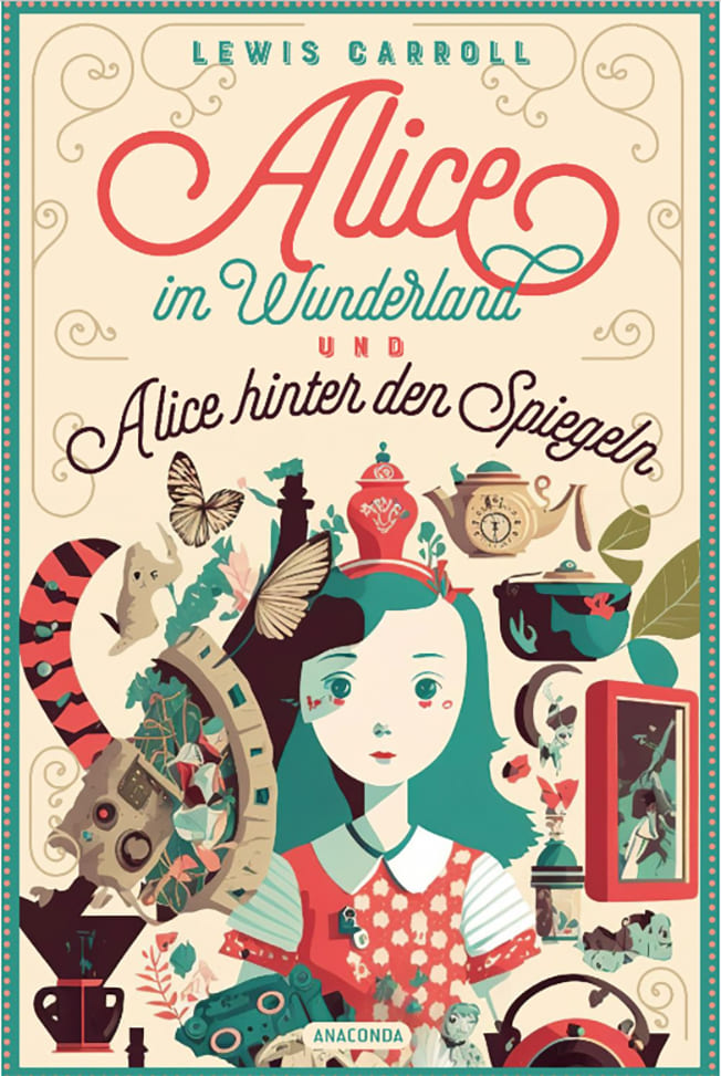 Titelseite des Doppelbandes Alice im Wunderland und Alice hinter den Spiegeln