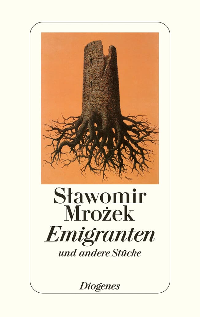 Titelseite jenes Bandes aus den gesammelten Werken von Sławomir Mrożek in dem sich auch das Hörspiel 