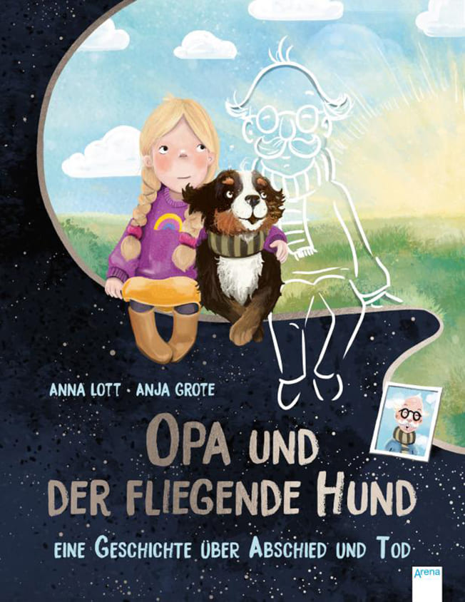 Titelseite des Bilderbuchs "Opa und der fliegende Hund"