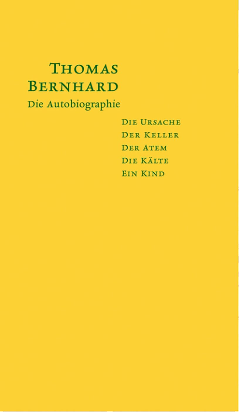 Titelseite der fünf Texte Thomas BErnhards unter dem Titel 