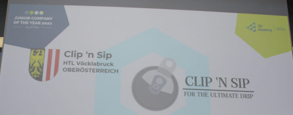 Clip'N Sip stellt die eigene Erfindunge und die dazugehörige Firma auf der Bühne vor