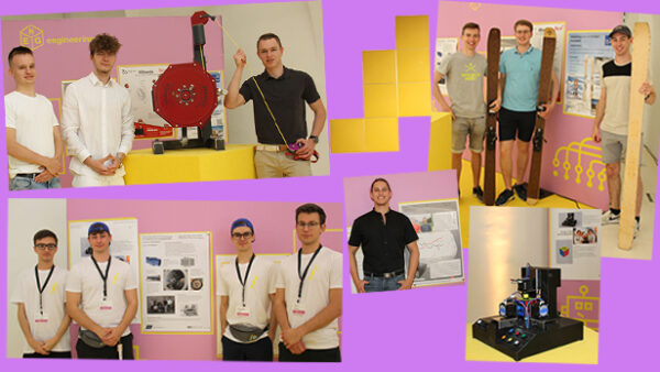 Montage aus fünf Fotos der Finalisten und ihrer Projekte in der Kategorie Engineering II