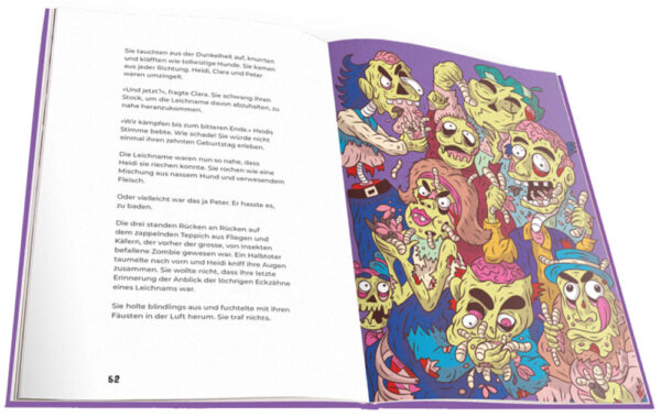 Doppelseite aus dem Buch "Heidi und die Zombie-Attacke"