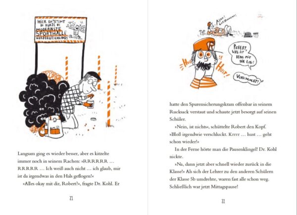 Doppelseite aus dem Kinderbuch "Rabbit Boy – Die seltsame Verwandlung des Robert Kümmelmann"