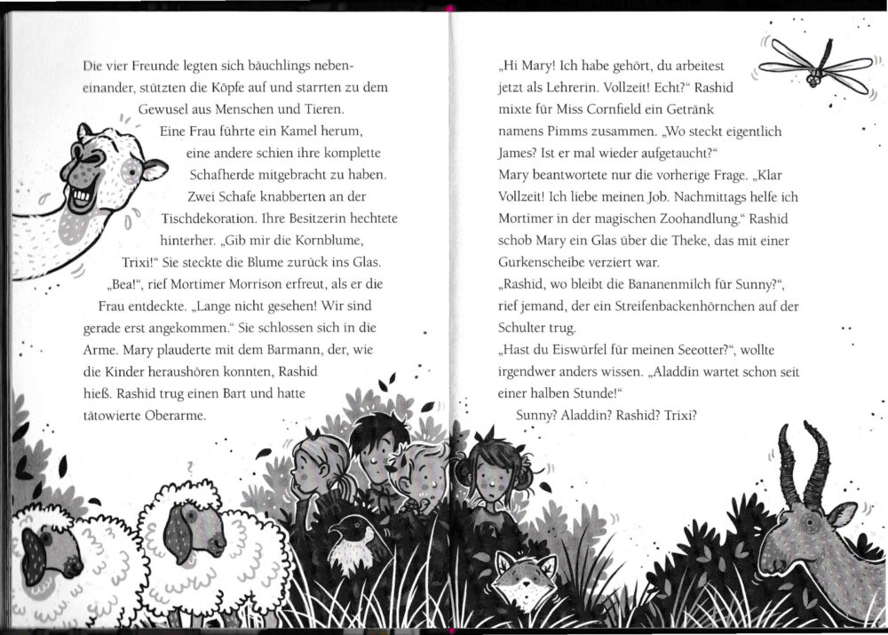 Doppelseite aus "Voll das Chaos!", Band 12 der Buchserie "Die Schule der magischen Tiere"