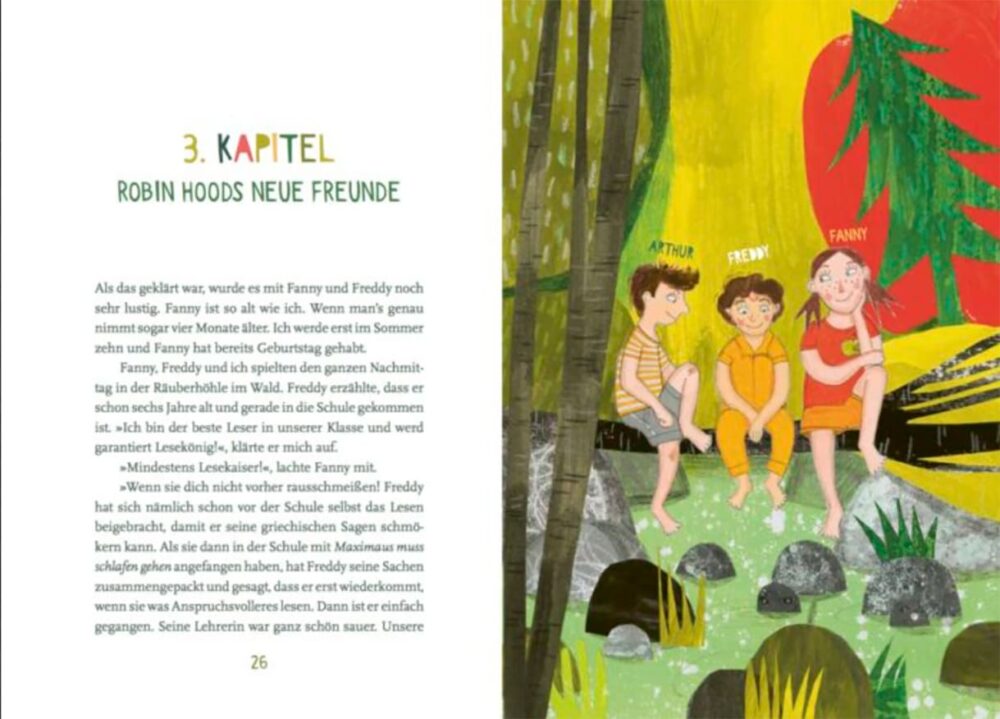 Doppelseite aus dem Kinderroman "Kaiserschmarrn - Mein grandioser Sommer mit Ziege"