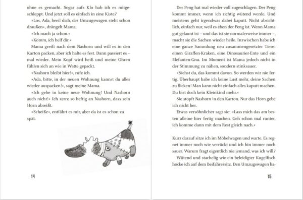 Doppelseite aus dem Kinderroman "Sofabanditen oder Die verrückte Befreiung der Hühner"
