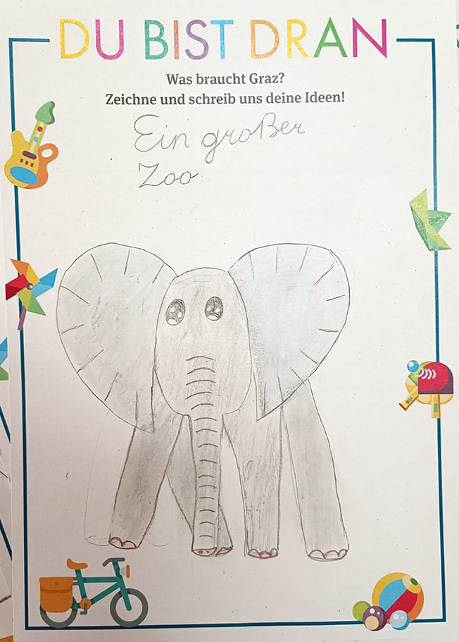 Grazer Kinder schreiben und zeichneten, was sie sich für ihre Stadt an Veränderungen wünschen
